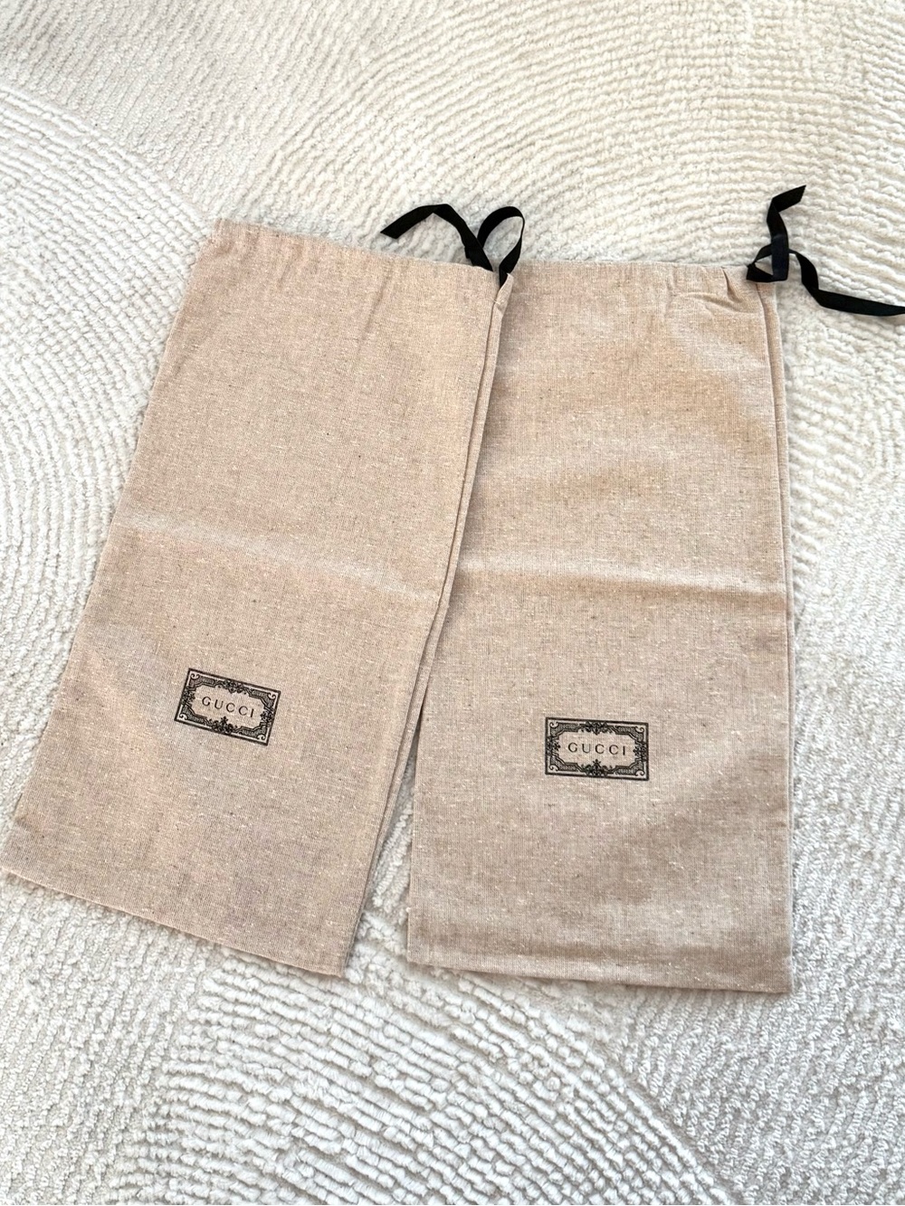 Gucci Beige Dust Bags with Black Ties